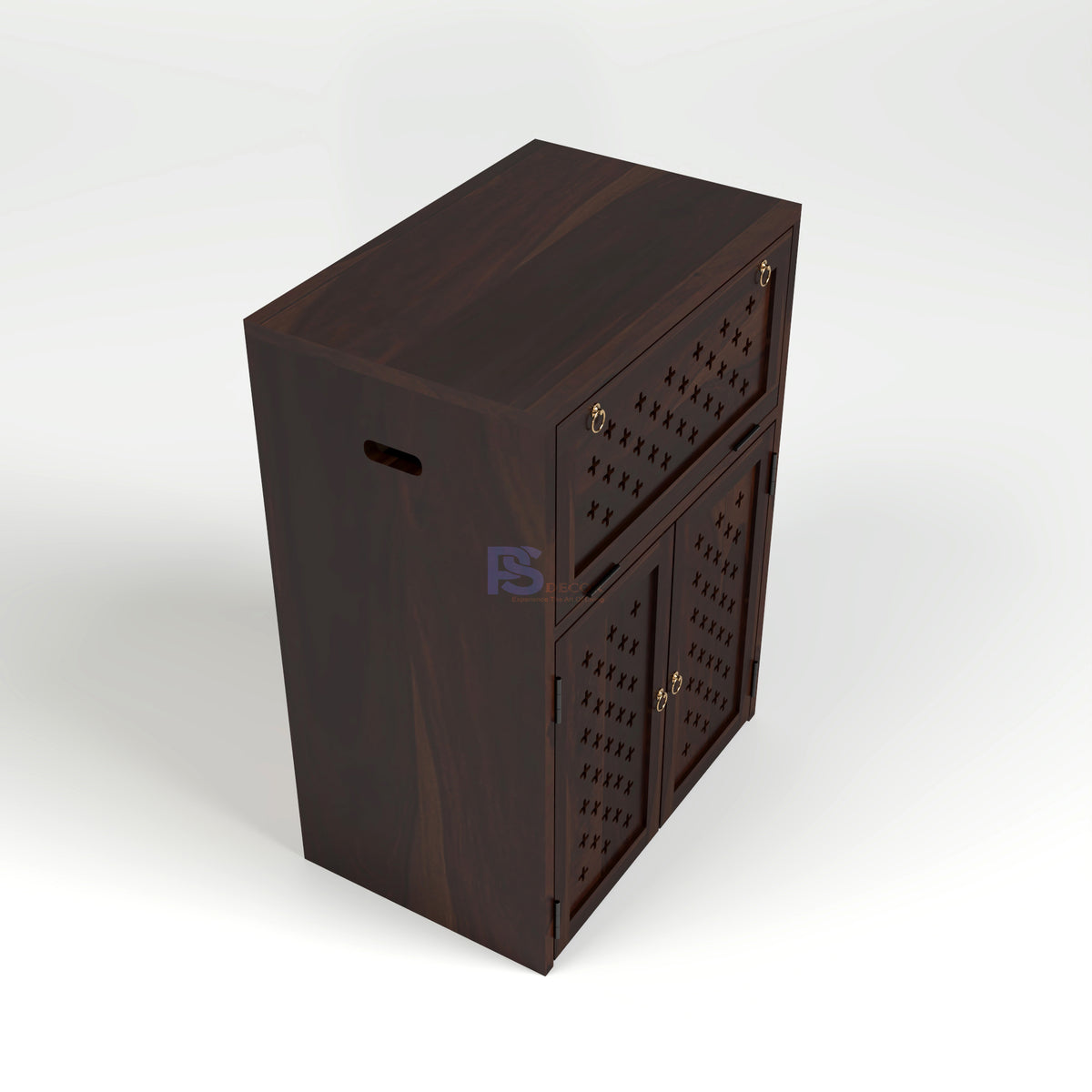 ARENA Sheesham Wood Inverter Cabinet with 2-Door Storage & Ventilated Design (Walnut Finish)