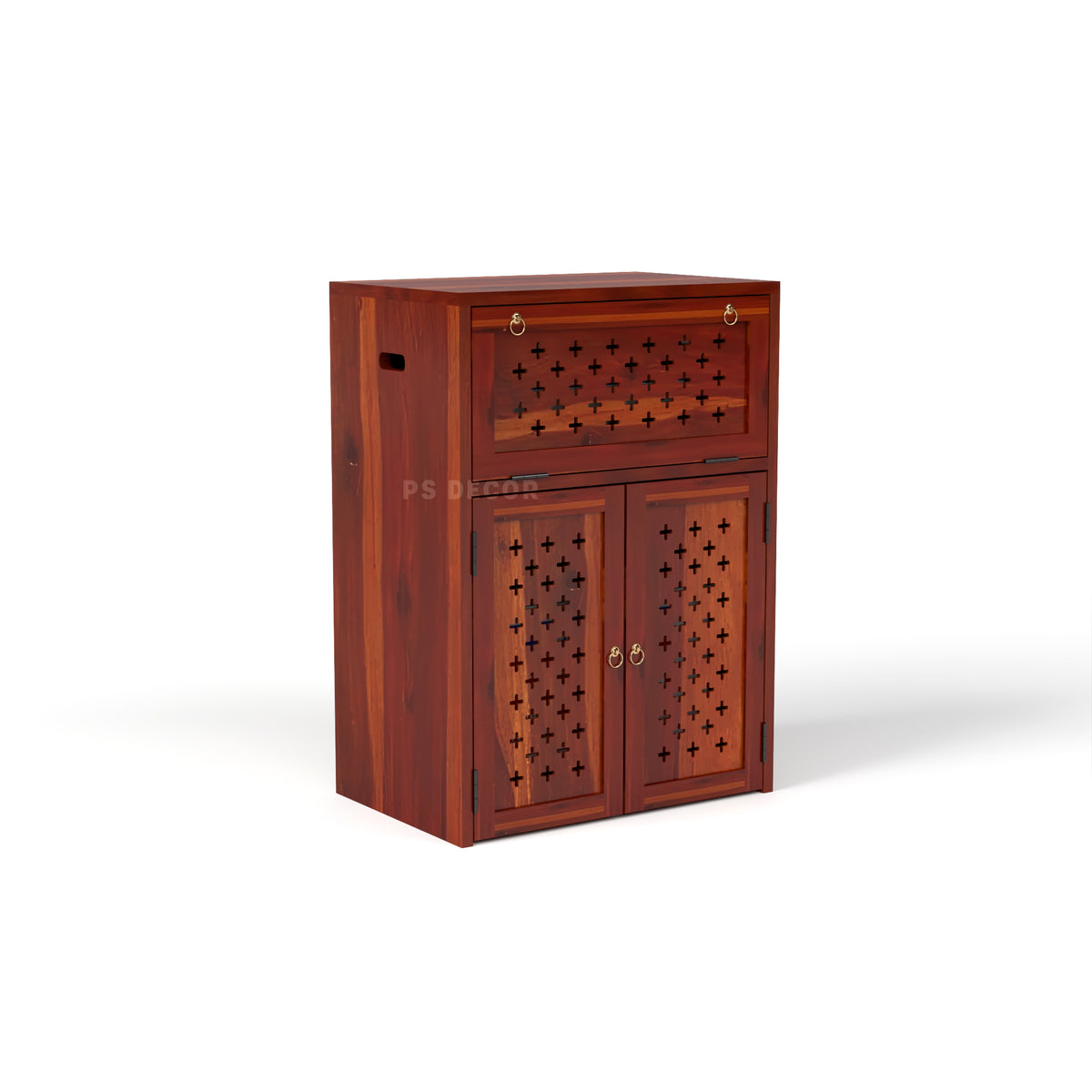 ARENA Sheesham Wood Inverter Cabinet with 2-Door Storage & Ventilated Design (Honey Finish)