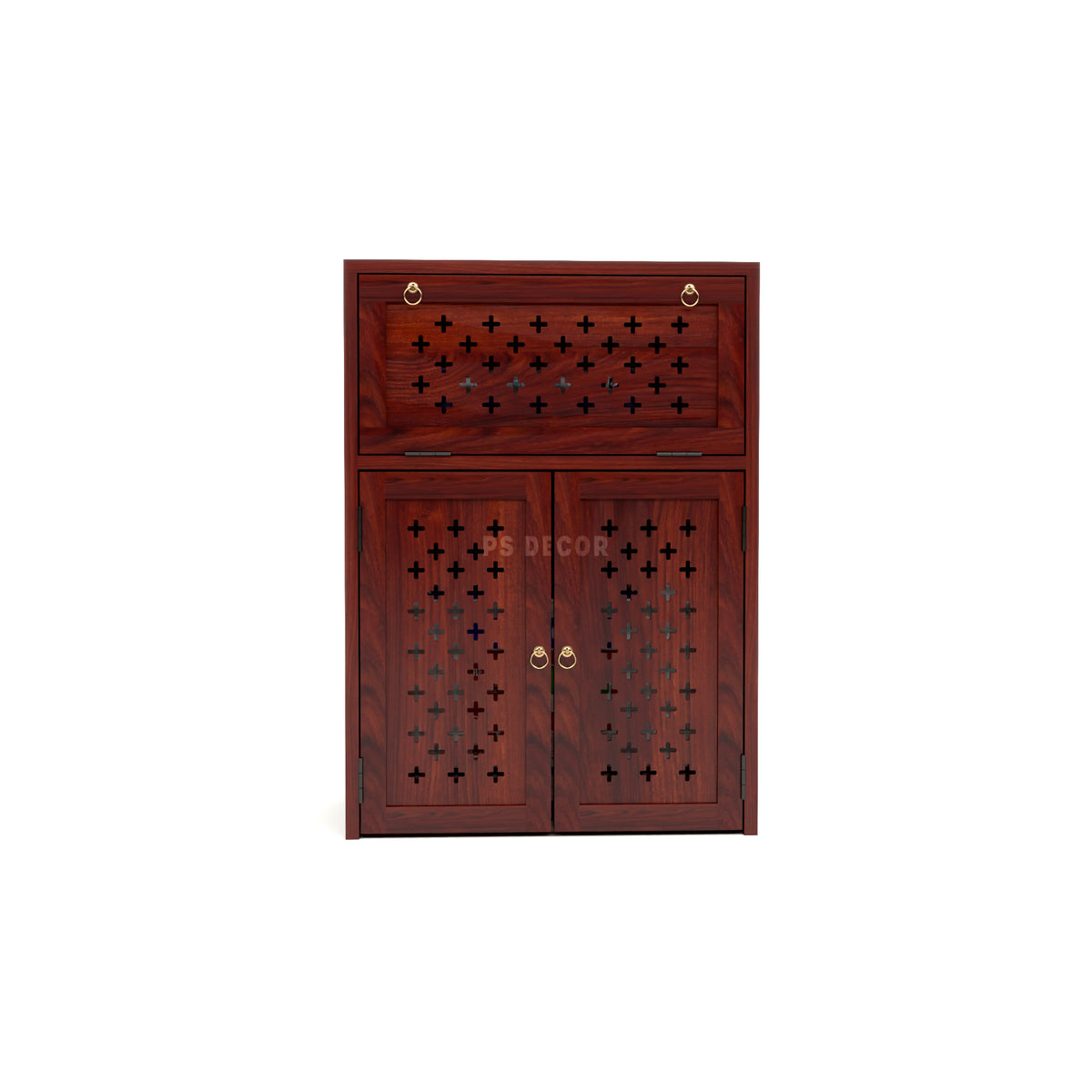 ARENA Sheesham Wood Inverter Cabinet with 2-Door Storage & Ventilated Design (Mahogany Finish)