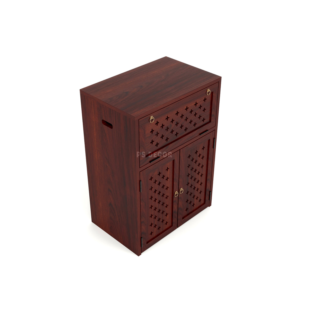 ARENA Sheesham Wood Inverter Cabinet with 2-Door Storage & Ventilated Design (Mahogany Finish)