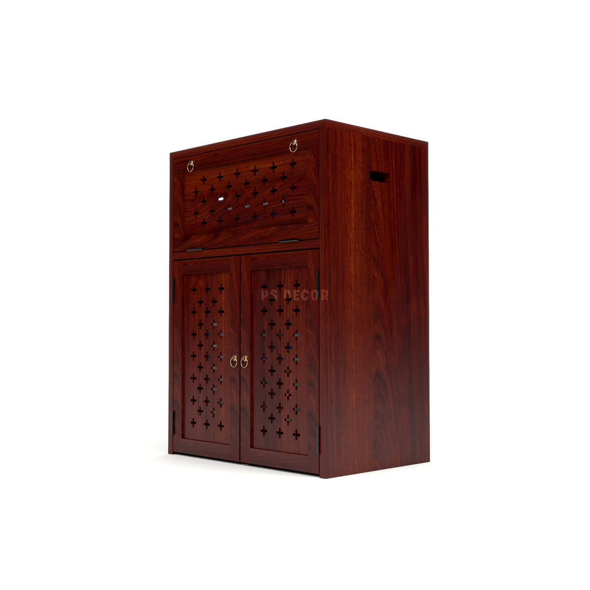 ARENA Sheesham Wood Inverter Cabinet with 2-Door Storage & Ventilated Design (Mahogany Finish)