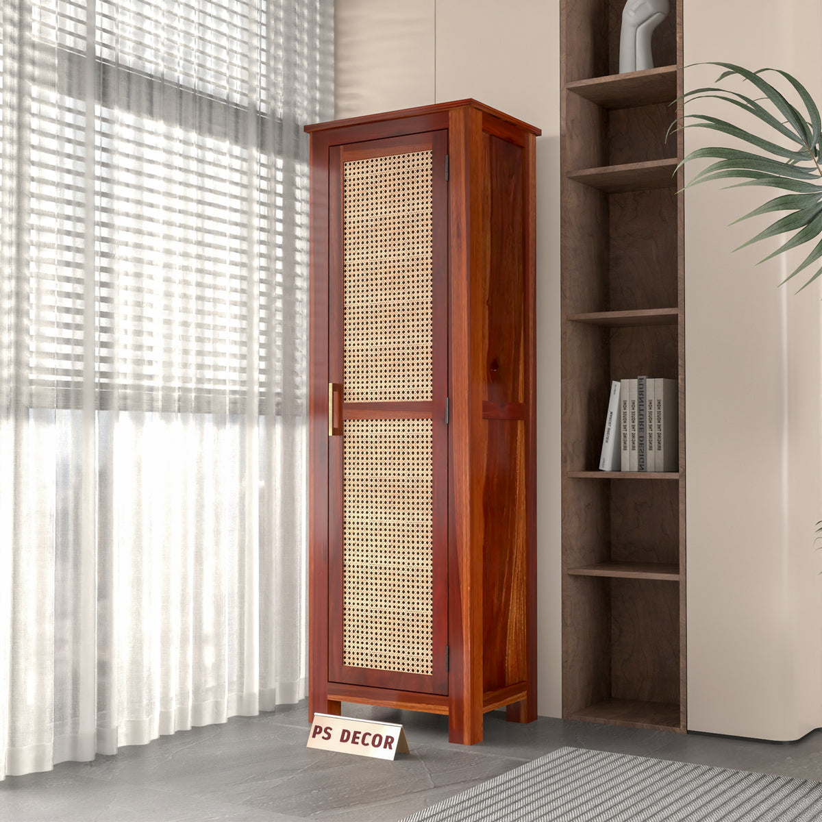 Coronenza Kitchen Cabinet With Rattan Cane (Honey Finish)
