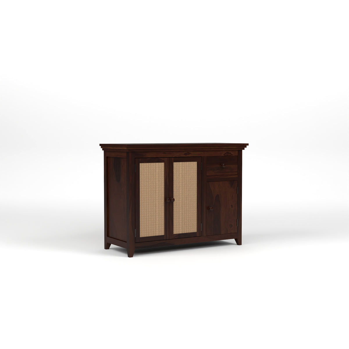 Drakelford Kitchen Cabinet With Rattan Cane (Walnut Finish)