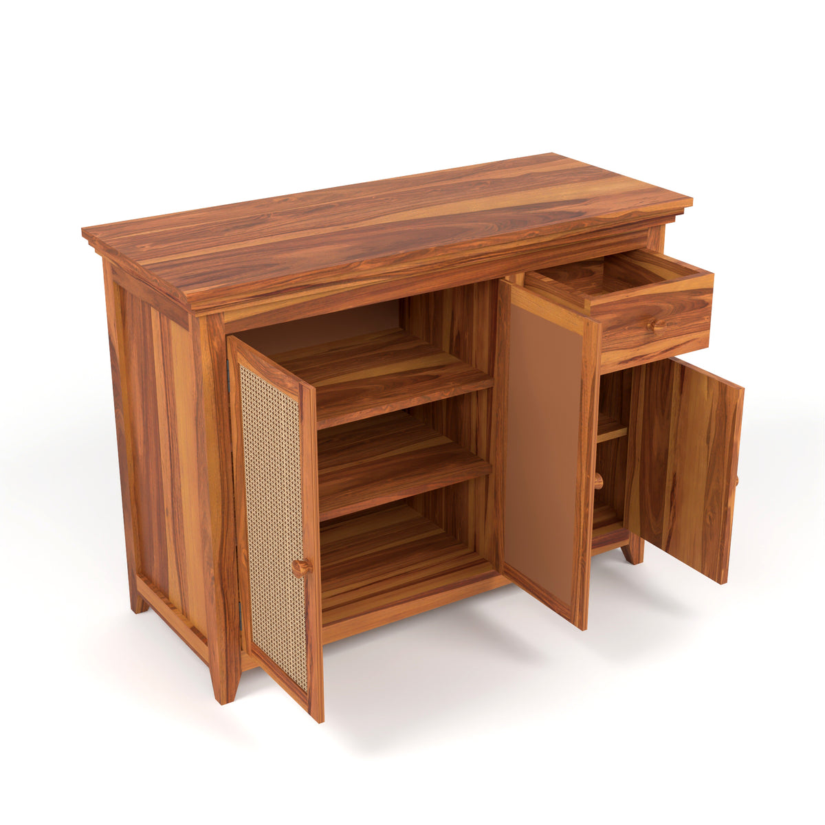 Drakelford Kitchen Cabinet With Rattan Cane (Natural Finish)