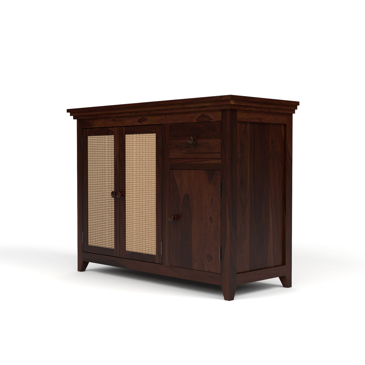 Drakelford Kitchen Cabinet With Rattan Cane (Walnut Finish)