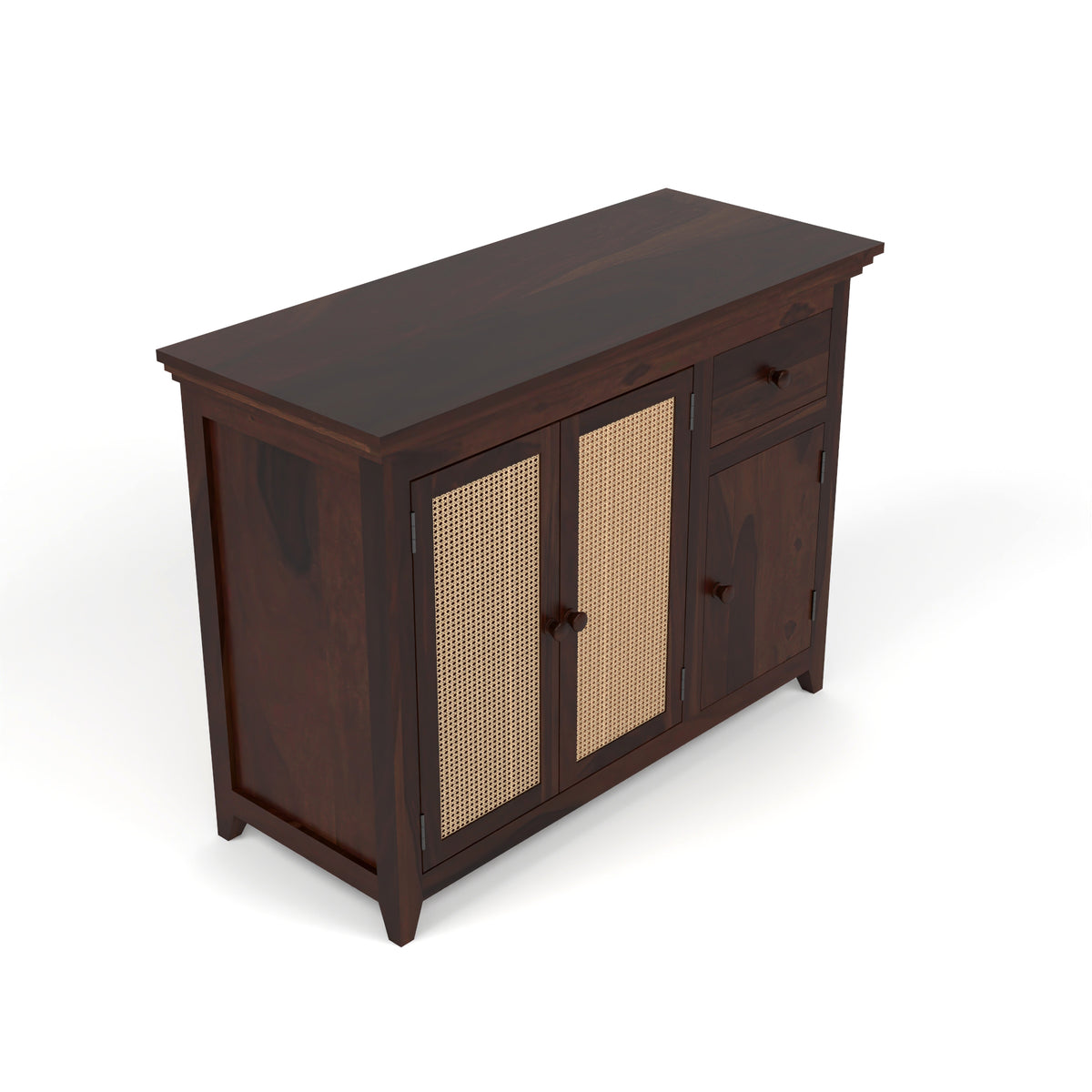 Drakelford Kitchen Cabinet With Rattan Cane (Walnut Finish)