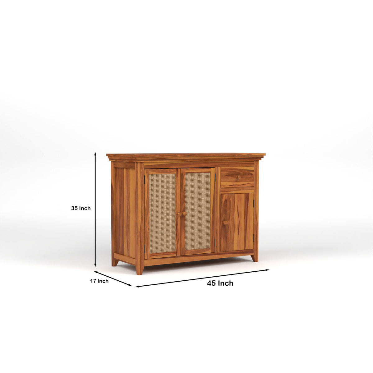 Drakelford Kitchen Cabinet With Rattan Cane (Natural Finish)