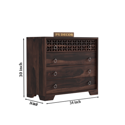 Avuvale 4-Drawer Wooden Chest Of Drawers (Walnut Finish)