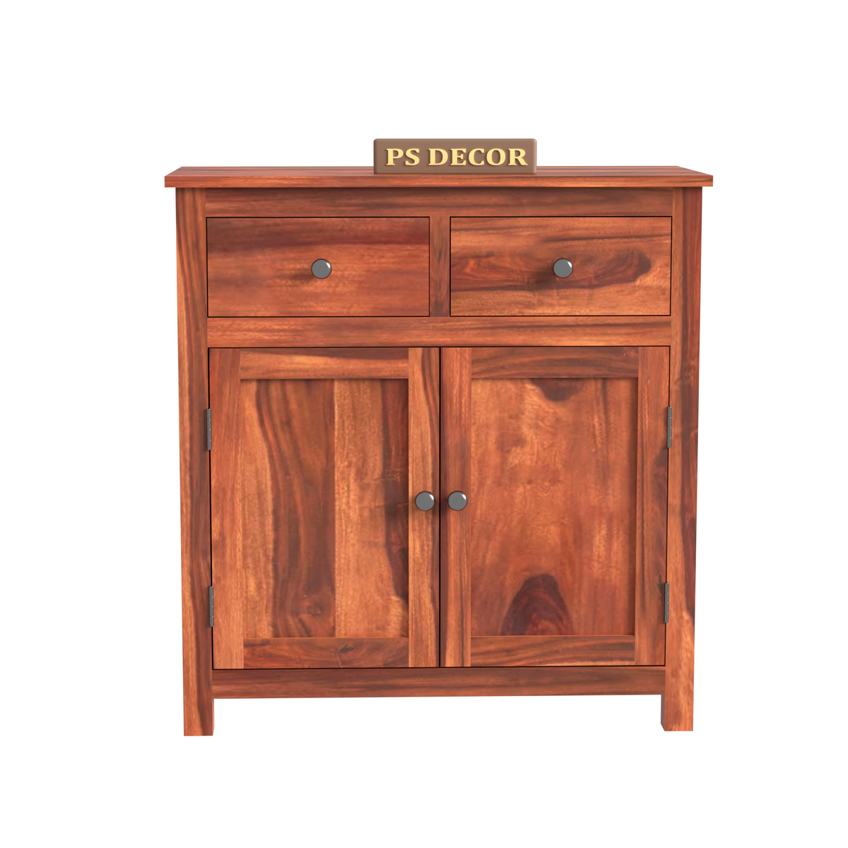 Beliello 2-Drawer Sheesham Wood Storage Cabinet Sideboard with 2-Door Storage Cabinet (Honey Finish)