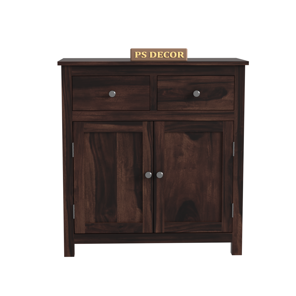 Beliello 2-Drawer Sheesham Wood Storage Cabinet Sideboard with 2-Door Storage Cabinet (Walnut Finish)