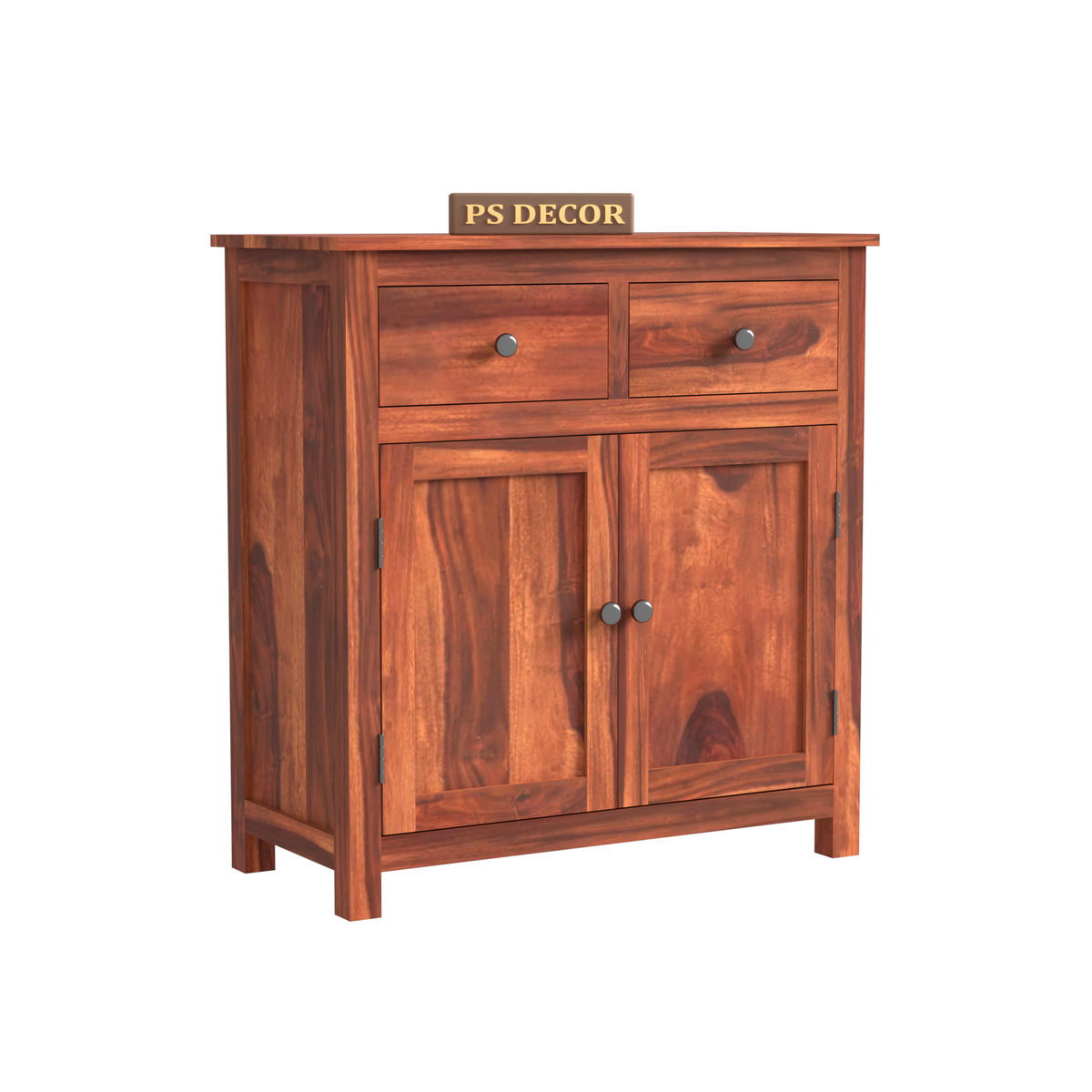 Beliello 2-Drawer Sheesham Wood Storage Cabinet Sideboard with 2-Door Storage Cabinet (Honey Finish)