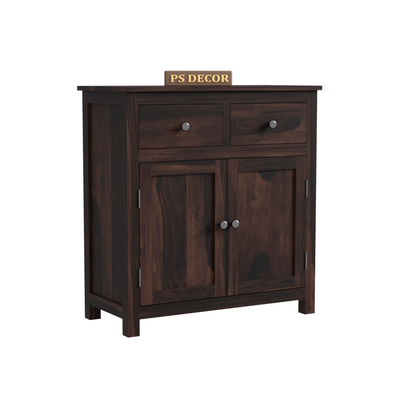Beliello 2-Drawer Sheesham Wood Storage Cabinet Sideboard with 2-Door Storage Cabinet (Walnut Finish)