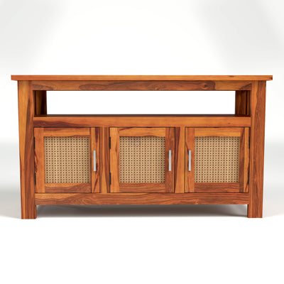 Myvrix Sheesham Wood Sideboard and Cabinets With Rattan Cane (Natural Finish)