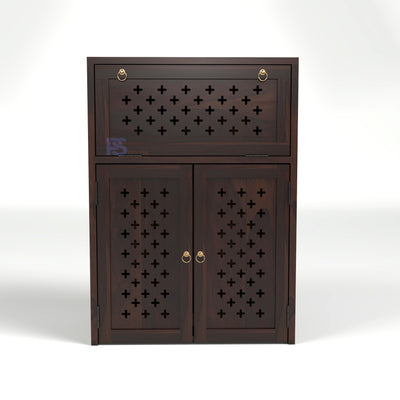 ARENA Sheesham Wood Inverter Cabinet with 2-Door Storage & Ventilated Design (Walnut Finish)