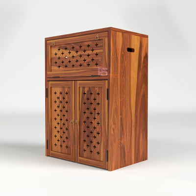 ARENA Sheesham Wood Inverter Cabinet with 2-Door Storage & Ventilated Design (Natural Finish)