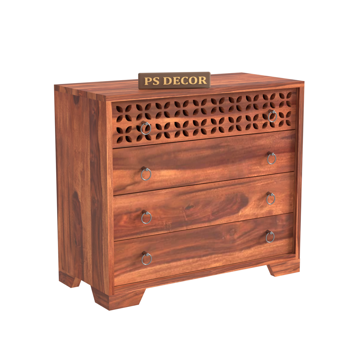Avuvale 4-Drawer Wooden Chest Of Drawers (Honey Finish)