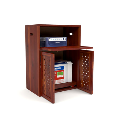 ARENA Sheesham Wood Inverter Cabinet with 2-Door Storage & Ventilated Design (Honey Finish)