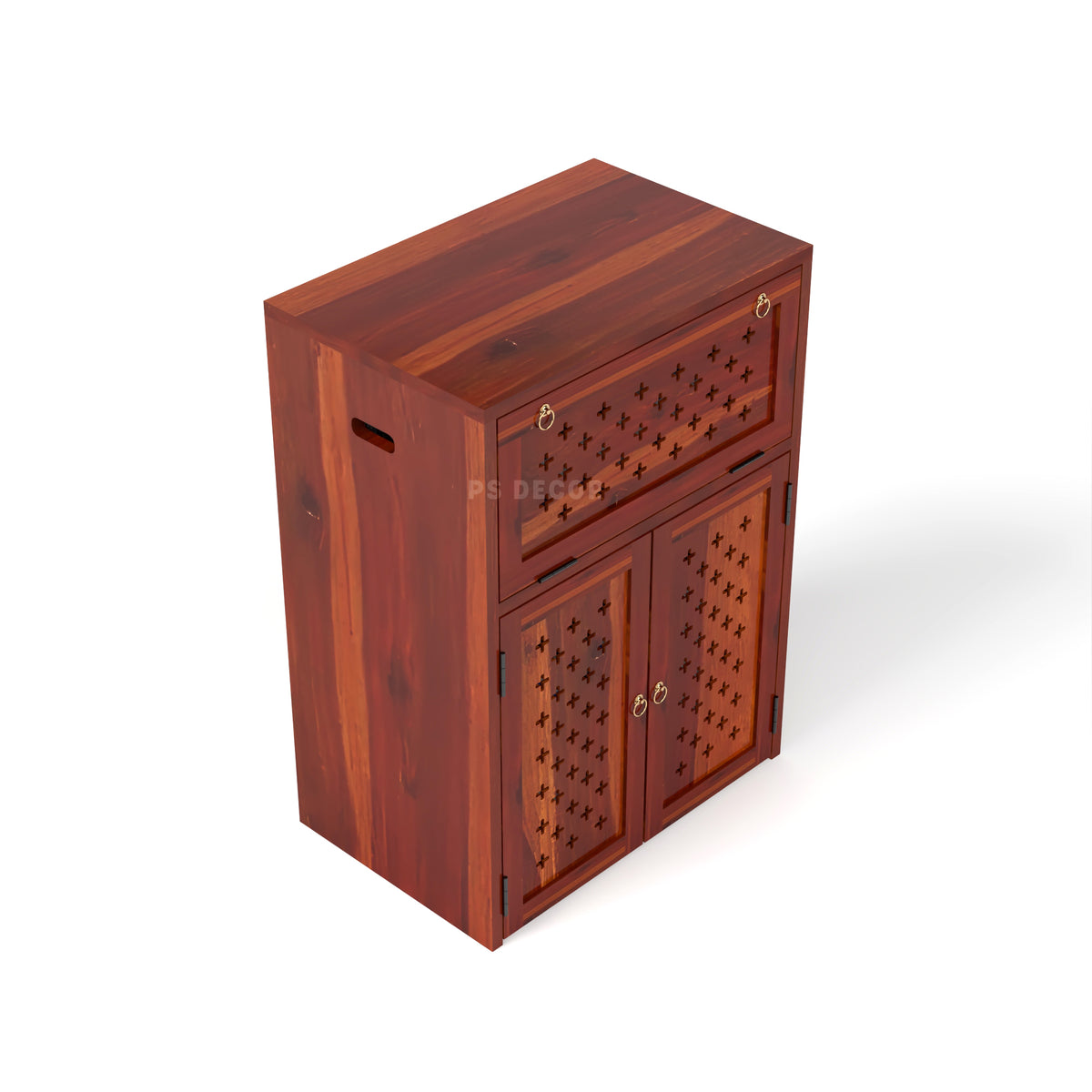 ARENA Sheesham Wood Inverter Cabinet with 2-Door Storage & Ventilated Design (Honey Finish)