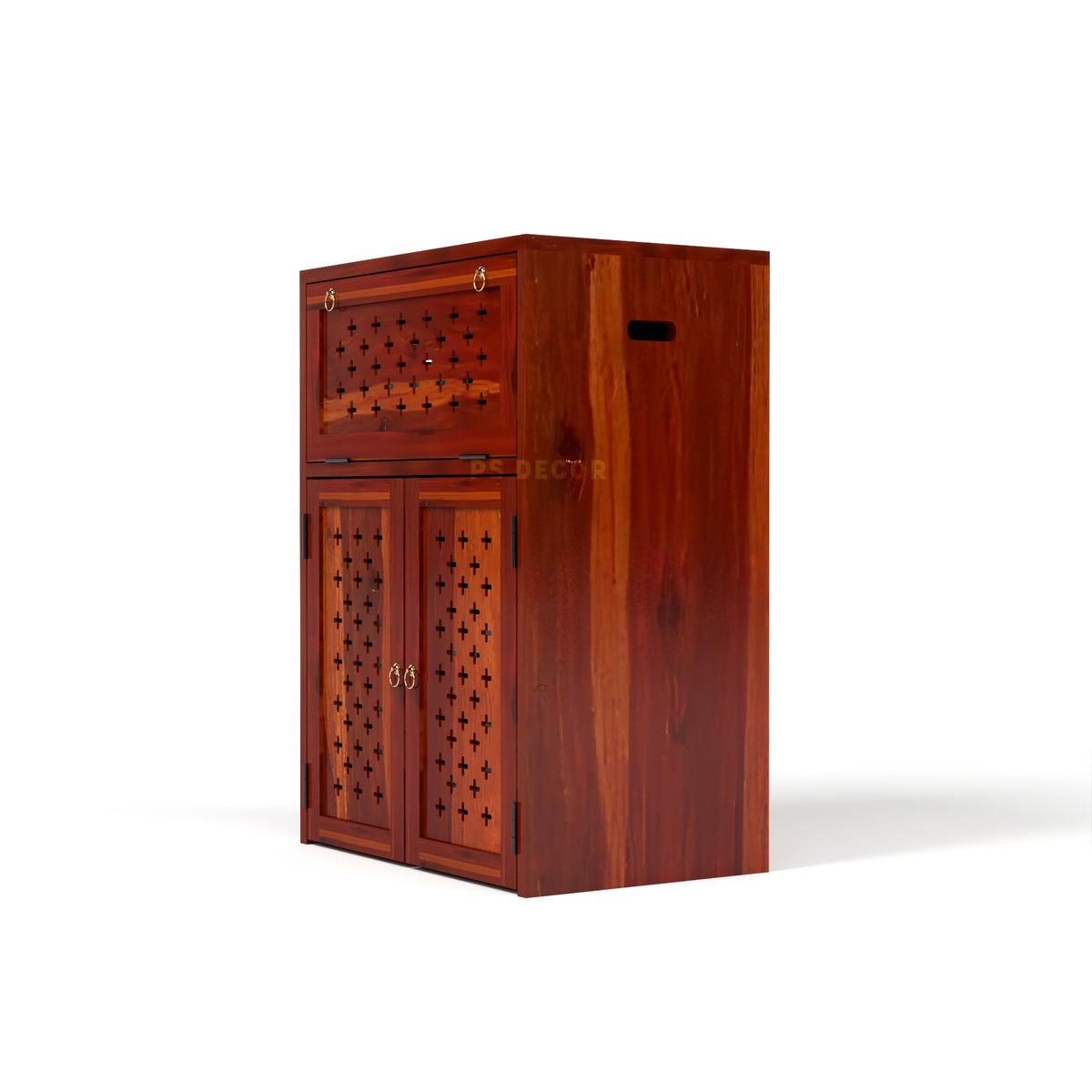 ARENA Sheesham Wood Inverter Cabinet with 2-Door Storage & Ventilated Design (Honey Finish)
