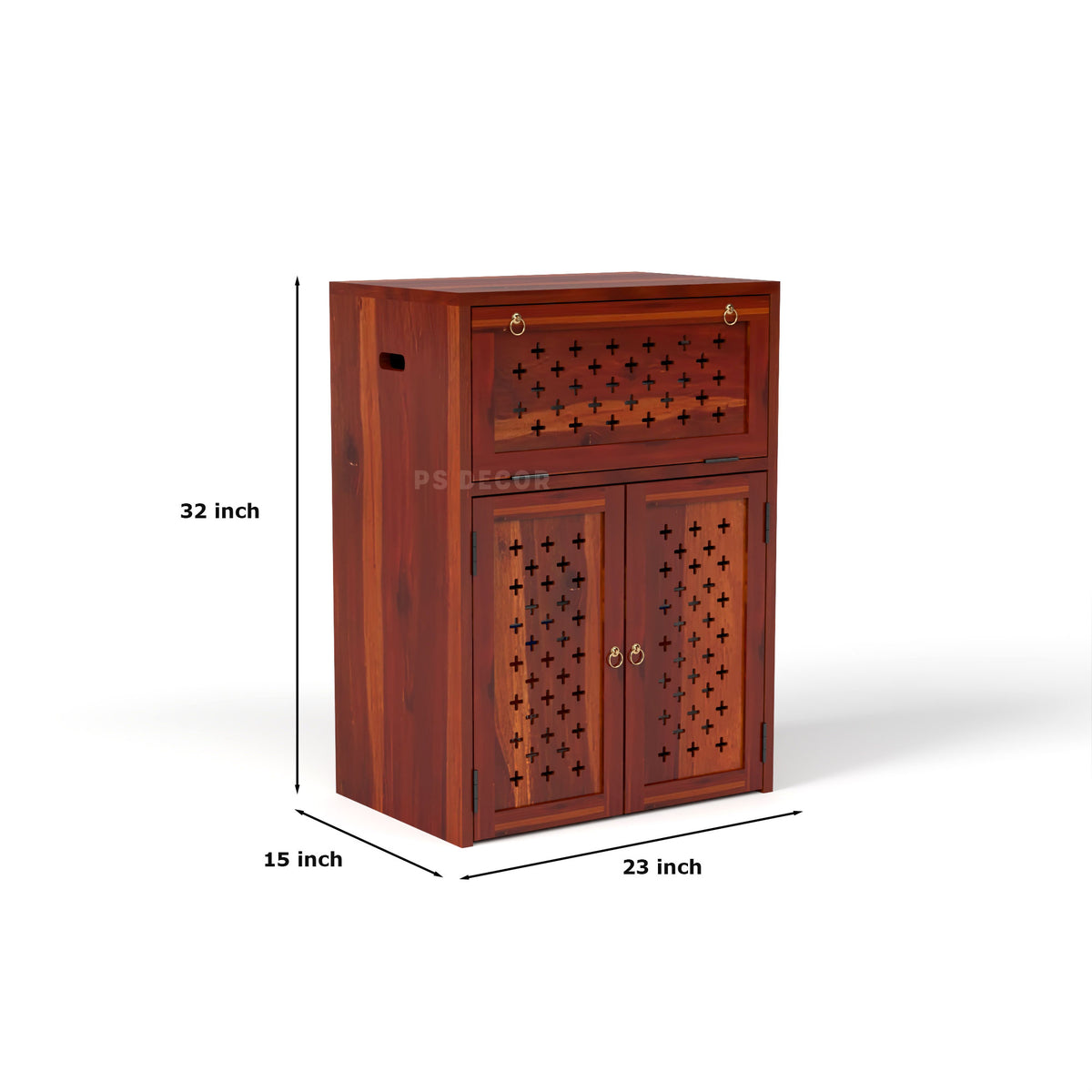 ARENA Sheesham Wood Inverter Cabinet with 2-Door Storage & Ventilated Design (Honey Finish)