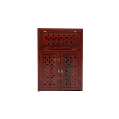 ARENA Sheesham Wood Inverter Cabinet with 2-Door Storage & Ventilated Design (Mahogany Finish)