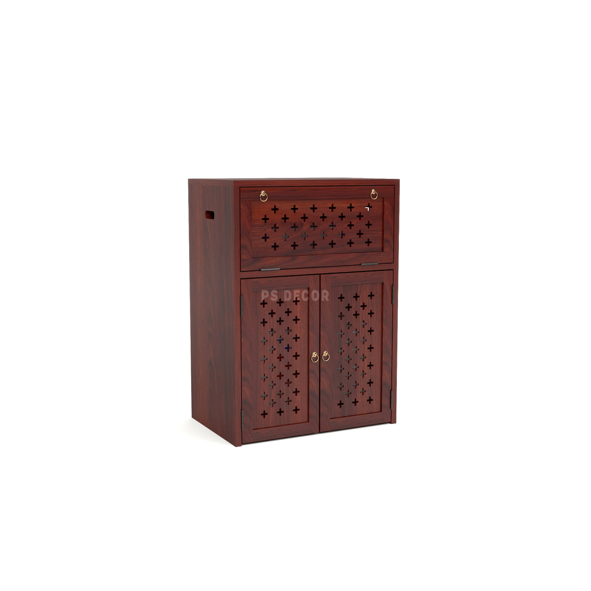 ARENA Sheesham Wood Inverter Cabinet with 2-Door Storage & Ventilated Design (Mahogany Finish)