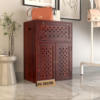 ARENA Sheesham Wood Inverter Cabinet with 2-Door Storage & Ventilated Design (Mahogany Finish)