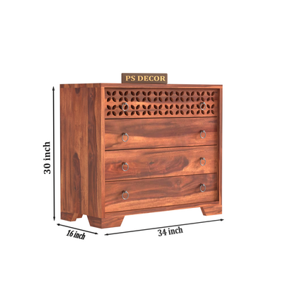 Avuvale 4-Drawer Wooden Chest Of Drawers (Honey Finish)