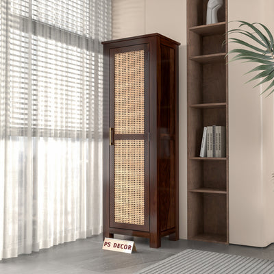 Coronenza Kitchen Cabinet With Rattan Cane (Walnut Finish)