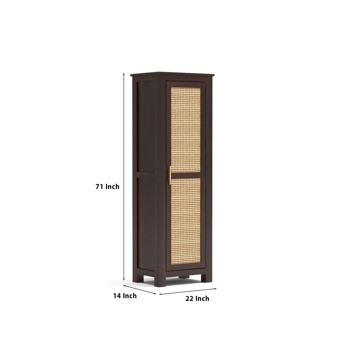 Coronenza Kitchen Cabinet With Rattan Cane (Walnut Finish)