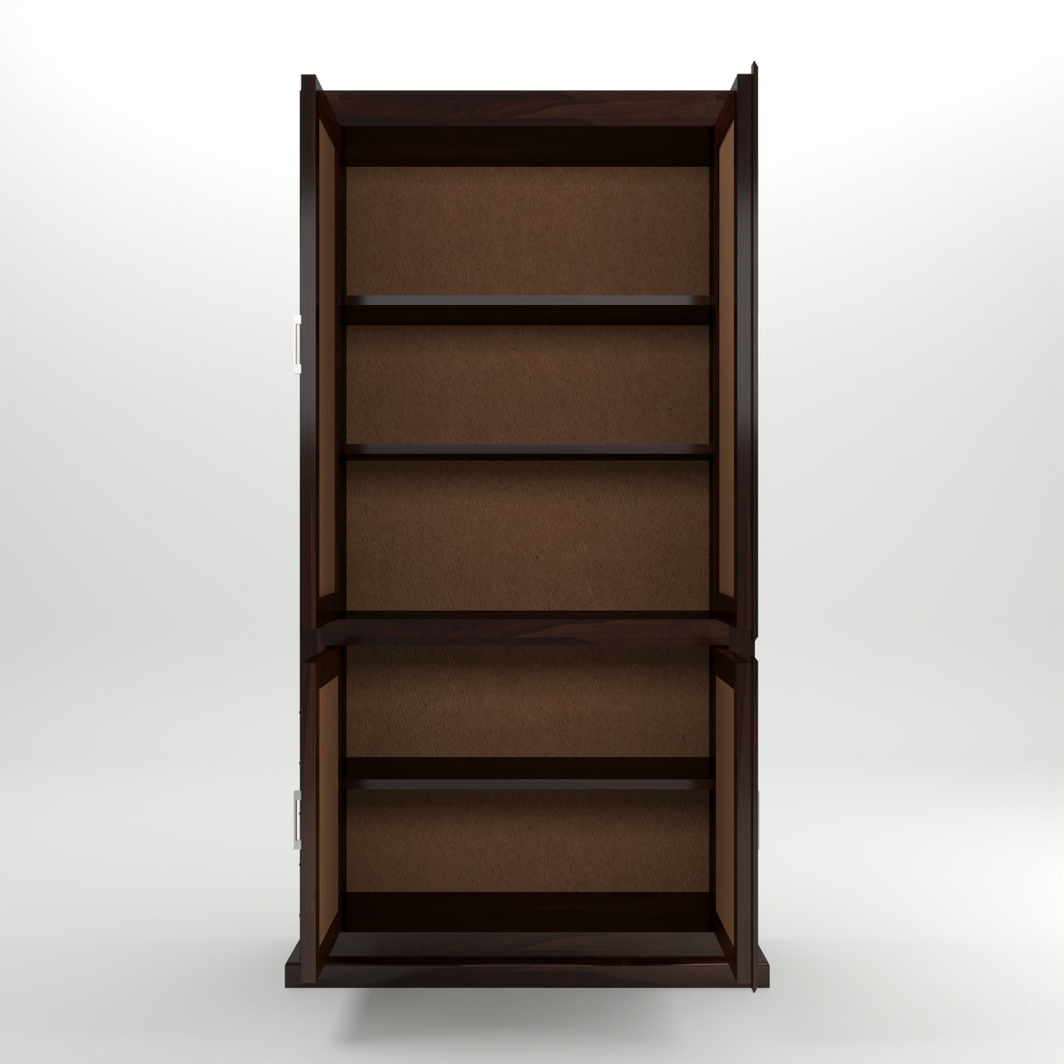 Goldenza Sheesham Wood Bookshelf Cabinet with Rattan Cane Doors & Multipurpose Storage (Walnut Finish)