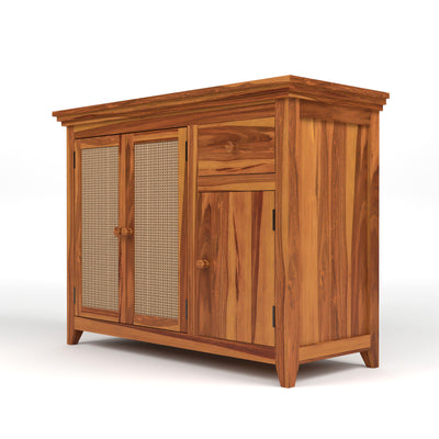 Drakelford Kitchen Cabinet With Rattan Cane (Natural Finish)