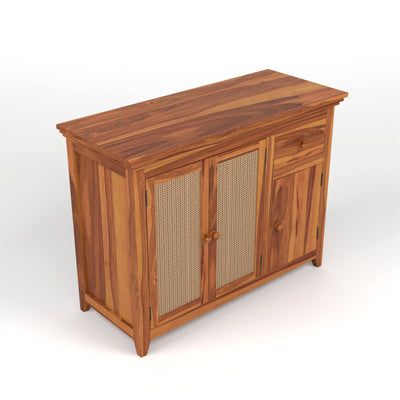 Drakelford Kitchen Cabinet With Rattan Cane (Natural Finish)
