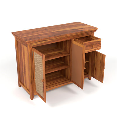 Drakelford Kitchen Cabinet With Rattan Cane (Natural Finish)