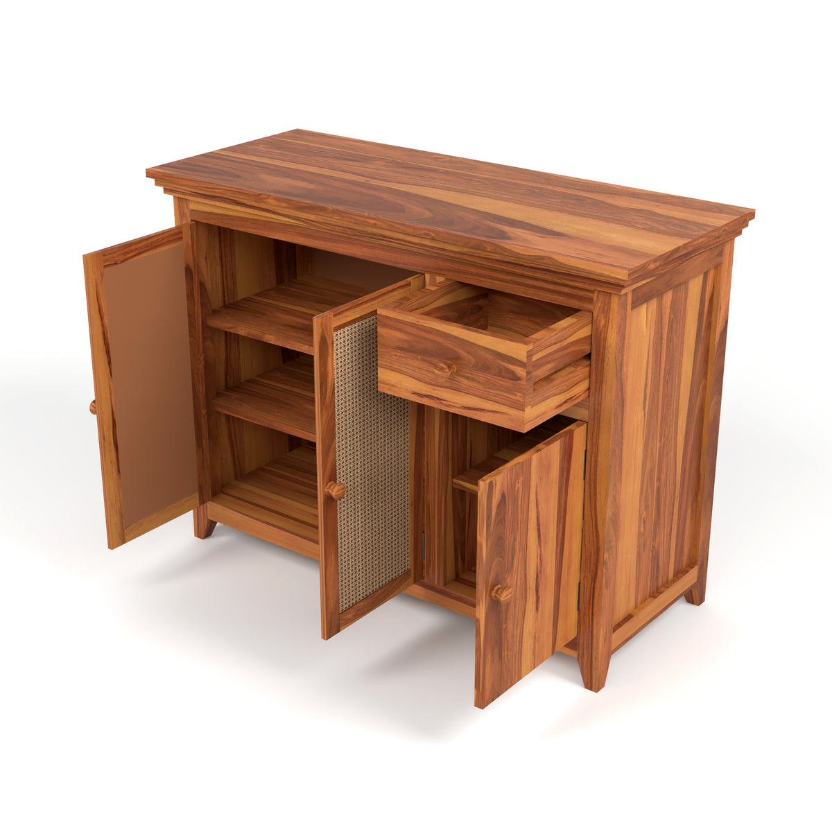 Drakelford Kitchen Cabinet With Rattan Cane (Natural Finish)
