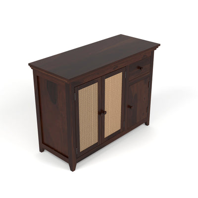 Drakelford Kitchen Cabinet With Rattan Cane (Walnut Finish)