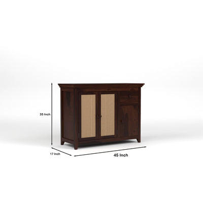 Drakelford Kitchen Cabinet With Rattan Cane (Walnut Finish)