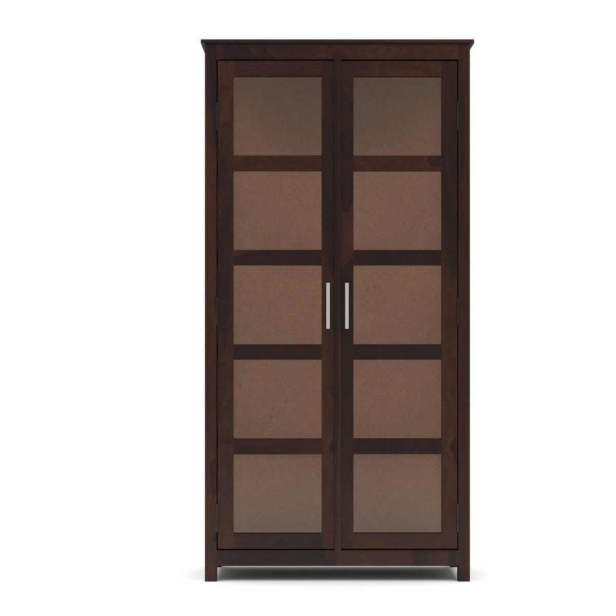 Valorello Sheesham Wood Bookshelf with Acrylic Glass Doors & Multipurpose Storage Shelves (Walnut Finish)