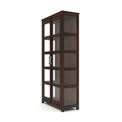 Valorello Sheesham Wood Bookshelf with Acrylic Glass Doors & Multipurpose Storage Shelves (Walnut Finish)