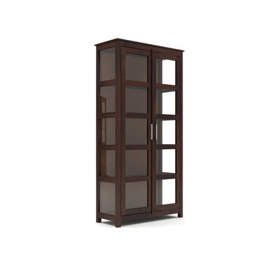 Valorello Sheesham Wood Bookshelf with Acrylic Glass Doors & Multipurpose Storage Shelves (Walnut Finish)