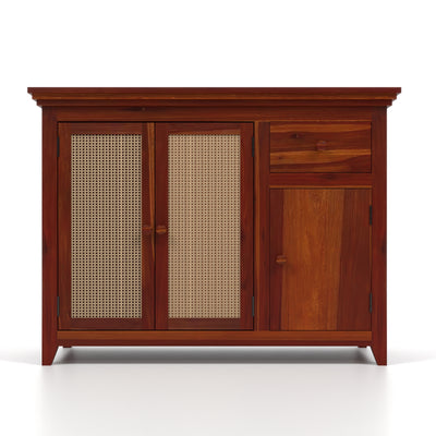 Drakelford Kitchen Cabinet With Rattan Cane (Honey Finish)