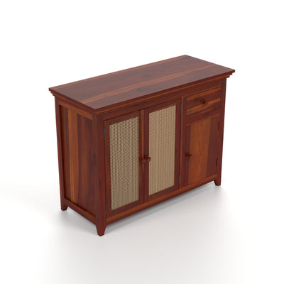 Drakelford Kitchen Cabinet With Rattan Cane (Honey Finish)