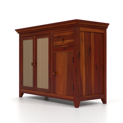 Drakelford Kitchen Cabinet With Rattan Cane (Honey Finish)