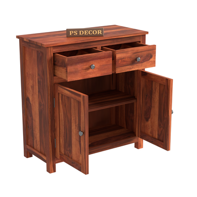 Beliello 2-Drawer Sheesham Wood Storage Cabinet Sideboard with 2-Door Storage Cabinet (Honey Finish)