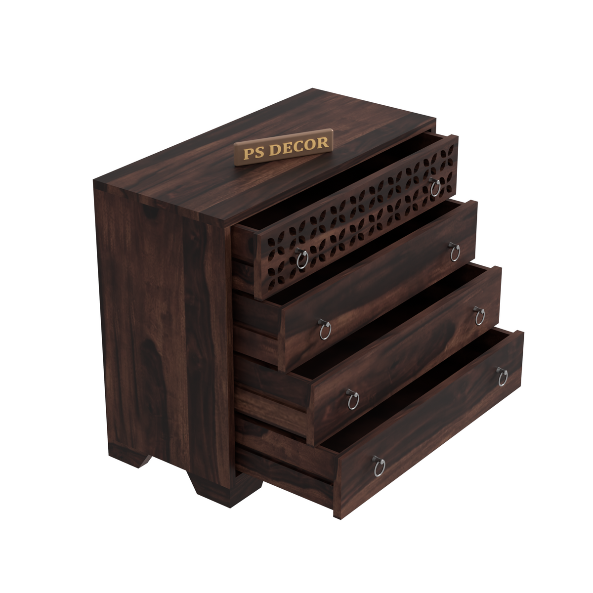 Avuvale 4-Drawer Wooden Chest Of Drawers (Walnut Finish)