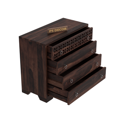 Avuvale 4-Drawer Wooden Chest Of Drawers (Walnut Finish)